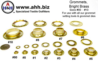 Solid Brass Grommets size 00 through size 10