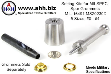 Spur Grommet Setting Kits for Mil-Spec MIL-G-16491 MS20230D (ASG) Grommets