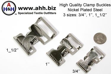 High Quality Steel Clamp (Tourniquet) Buckles, Nickel Steel 3 sizes