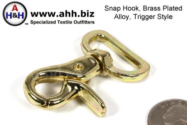 1″ Trigger Style Swivel Snap Hook Brass Plated Cast Metal Alloy