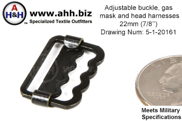 7/8 inch Adjustable buckle for gas mask and head harnesses Mil-Spec Drawing Number 5-1-2016