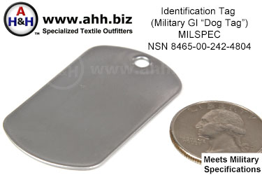 Identification Tag NSN 8465-00-242-4804 (dog tag)