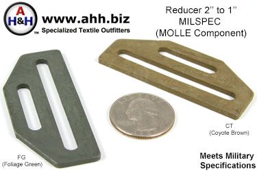 2 inch to 1 inch Webbing Reducer Ring, Steel, Mil-Spec MOLLE Component