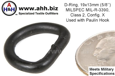 5/8 inch D Ring (5/8 inch X 1/2 inch, Wire Thickness 0.148 inch) Mil-Spec MIL-R-3390, Class 2, Configuration. X