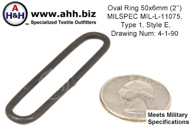 2 inch x 1/4 inch Oval Ring Mil-Spec MIL-L-11075 Type 1 Style E