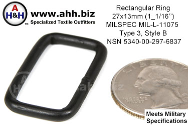 1 1/16 inch Rectangular Ring, (1 1/16 inch x 1/2 inch, wire thickness 0.120 inch) Mil-Spec MIL-L-11075 Type 3 Style B