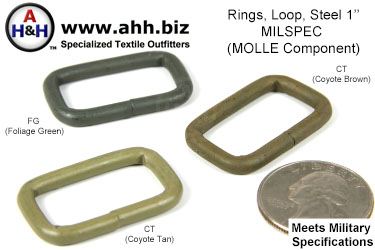1 inch Rectangular Loop Ring, Steel, Mil-Spec MOLLE Component
