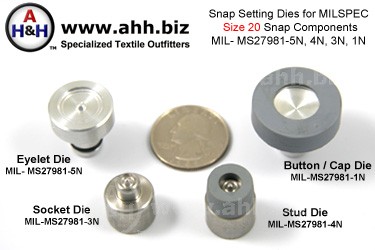 1/2 inch (Size 20 Mini) Snap Setting Dies for Snaps, Mil-Spec MIL-MS27981