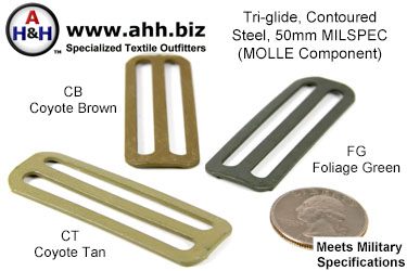 2 inch Tri-Glides, Steel, Contoured, Mil-Spec MOLLE Component