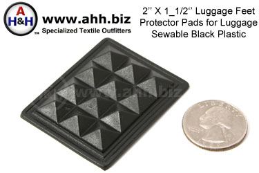 Luggage Feet Protector Pads - sewable black plastic 2 inch X 1 1/2 inch