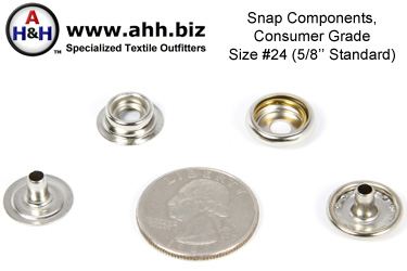 5/8″ Snap Components 5/8 inch size 24 (Standard) Consumer Grade, Box of 100 sets