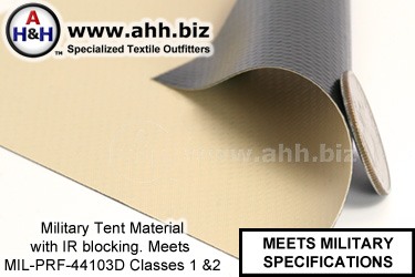 Military Tent Vinyl Material With IR Blocking Mil-Spec MIL-PRF-44103D Classes 1, 2
