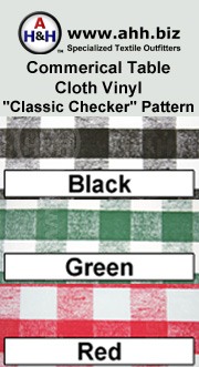 Commercial Table Cloth Vinyl Fabric ′Classic Checker′ Pattern is available in these colors