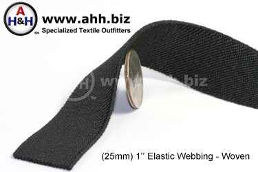 1  inches Flat Woven Elastic Webbing - Black