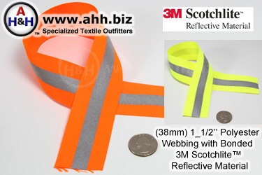 Reflective Webbing with 3M Scotchlite™ 1 1/2 inch with Polyester base fabric