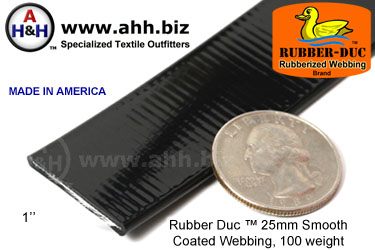1" Rubber Duc™ brand Rubber Coated Webbing Smooth 25mm, 100 weight