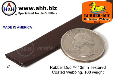 1/2" Rubber Duc™ brand Rubber Coated Webbing Textured 13mm, 100 weight