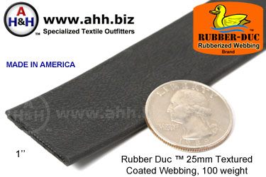 1" Rubber Duc™ brand Rubber Coated Webbing Textured 25mm, 100 weight