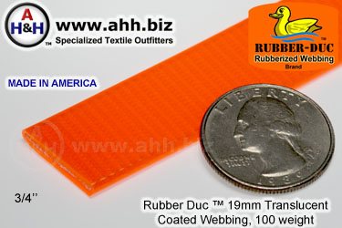 3/4" Rubber Duc™ brand Rubber Coated Webbing Translucent 19mm, 100 weight