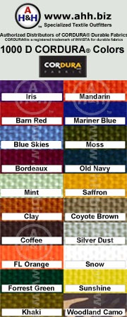 CORDURA® Durable Fabric - 1000 Denier Heavy Duty Nylon Fabric - Water Resistant Fabric: is available in these colors