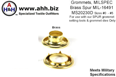 Brass Spur Grommets Mil-Spec MIL-G-16491 MS20230D