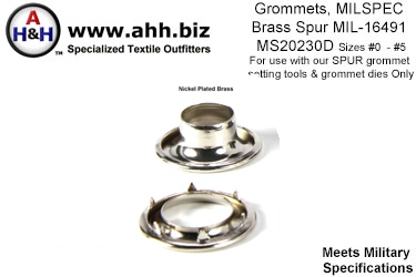 Nickel Plated Brass Spur Grommets Mil-Spec MIL-G-16491 MS20230D