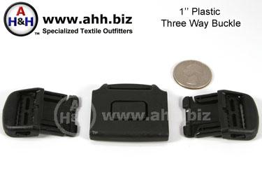 1 inch Three Way Buckle, Plastic