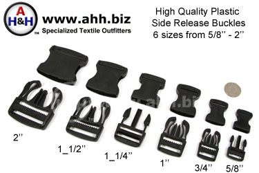 3/4 YKK Side Release Plastic Buckles - Black