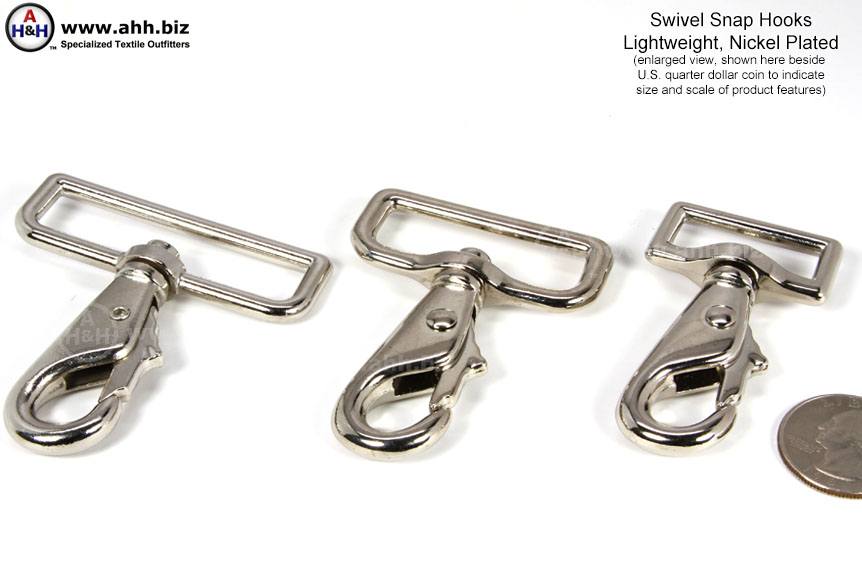 Light Duty Cast Alloy Snap Hooks, Nickel Plated