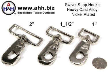 Swivel Snap-Hooks Nickel Plated Heavy Cast Metal Alloy