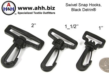 Swivel Snap-Hooks, Black Plastic