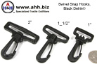 These Plastic Swivel Snap Hooks swivel in the middle and come in black plastic only