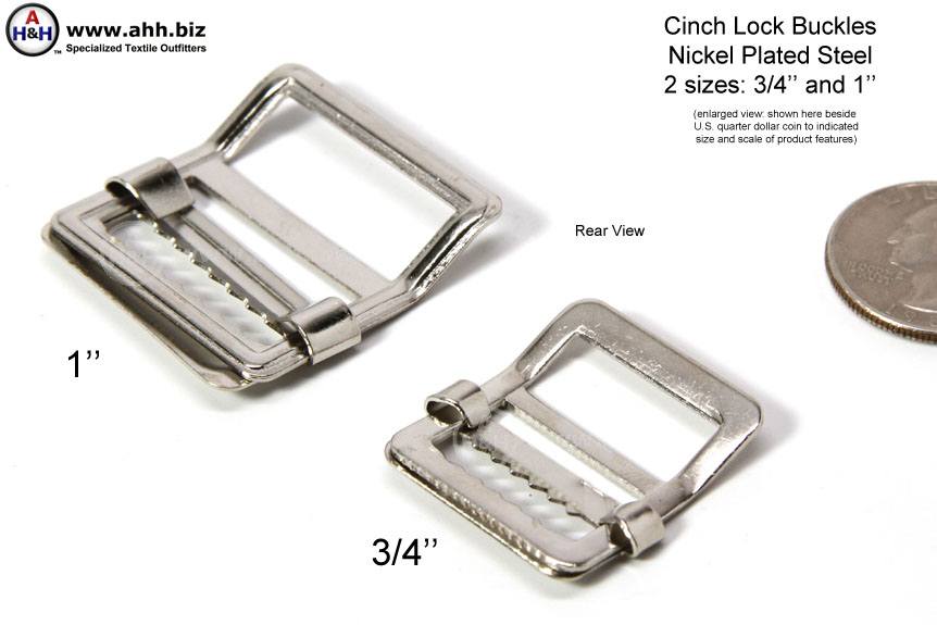 Cinch Lock Webbing Buckles Nickel Plated Steel