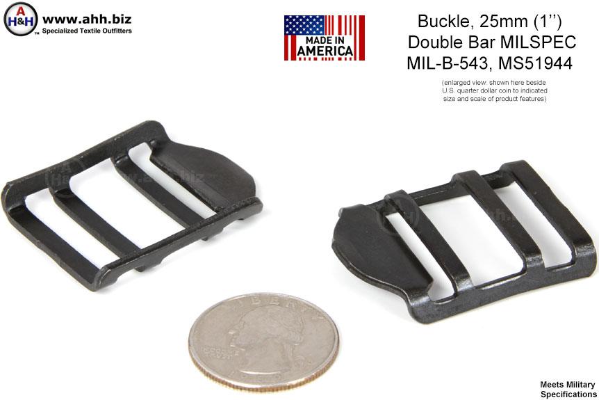 1 inch Double Bar Buckle, MIL-B-543, MS51944