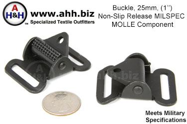 1 inch Quick Release, Non Slip Buckle Mil-Spec