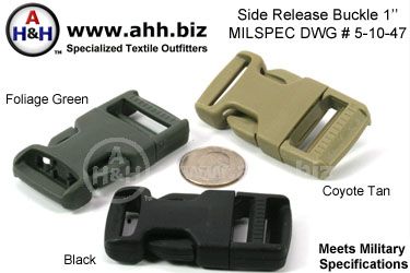 Mil-Spec Side Release Buckle Plastic 1 inch, DWG  5-10-47