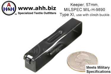 2 1/4 inch Keeper for webbing belts Mil-Spec MIL-H-9890 Type XI, use with clinch buckle