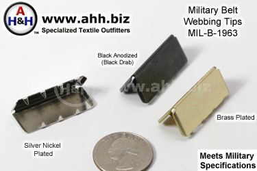 QTY 50 Nickel Military Belt Buckle End Tips for Cotton Webbing 1.25 Inch NIB 