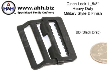 1 5/8 inch Cinch Locks, Steel, Black Finish, Military Style