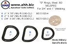 D-Ring, assorted sizes Mil-Spec MIL-R-3390-CL2 - webbing strap rings