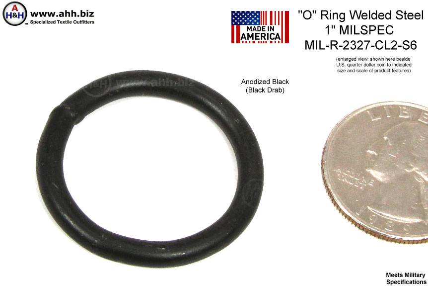 1 inch D-Ring Black Plastic Mil-Spec Drawing: 2-3-567