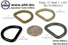 1 inch D-Ring Black Plastic Mil-Spec Drawing: 2-3-567