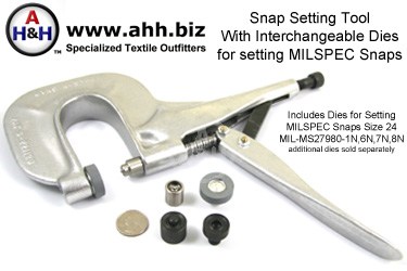 Professional Mil-Spec Snap Fastener Setting Tool Includes dies for 5/8 inch Size 24 snaps (MIL-MS27980-1N, 6N,7N, 8N)