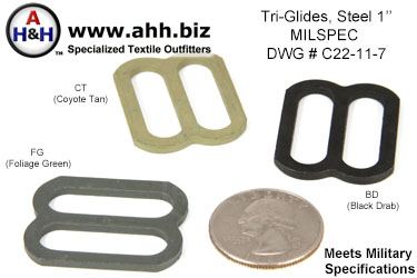 1 inch Tri-Glides, Steel, Mil-Spec Drawing Number C22-11-7