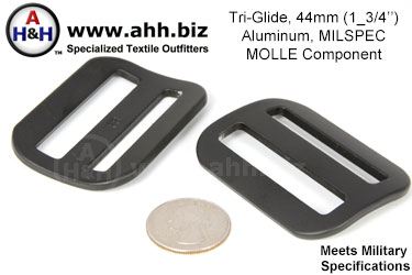 1 3/4 inch Tri-Glide, Aluminum, for military belt, Mil-Spec