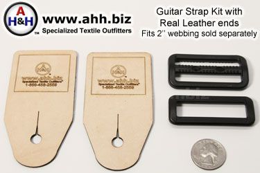 Guitar Strap Kit with Real Leather Ends, 2 inch webbing sold separately