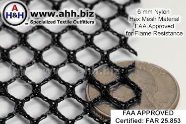 FAA Approved Mesh Fabric Flame Resistant 6mm Nylon Hex