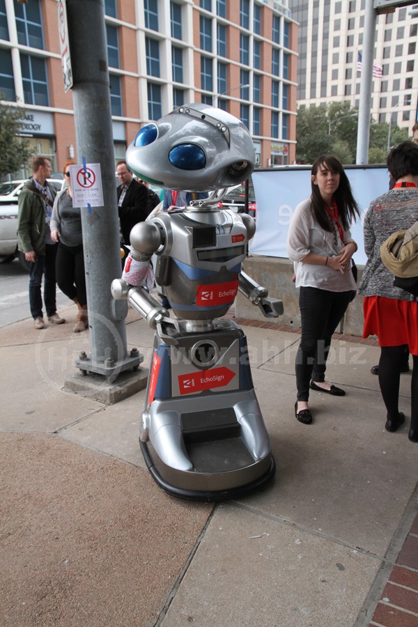 SXSW-2014, a remote controlled robot sidewalk greeter
