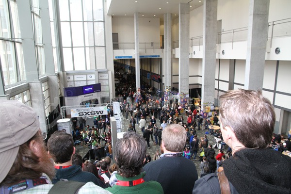 SXSW-2014, A view from the escalator in the Austin Convention Center while SXSW Interactive was in full swing