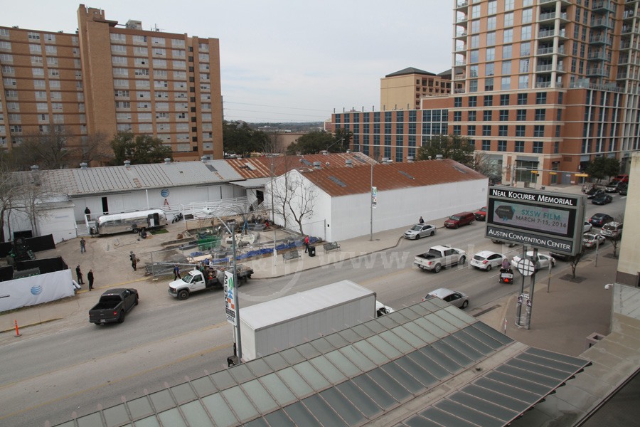 SXSW-2014, veiw from upper floor of Neal Kocurek Memorial Austin Convention Center during South by Southwest festival 2014